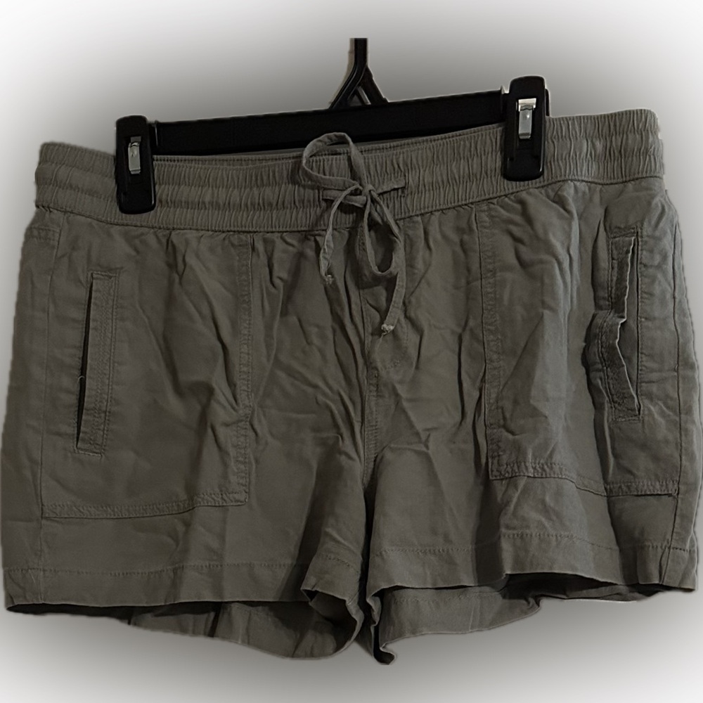 Maurices Grey/Olive Green Shorts with Elastic Waistband and Drawstring